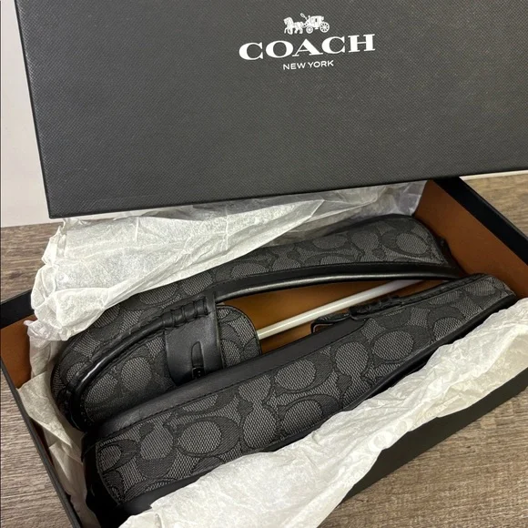 Coach Penny Loafer Signature Jacquard & Calf Leather Black Smoke/Black (Size 8M) - Picture 9 of 9